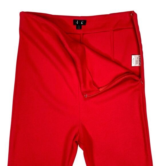 NBD Flare Pants Womens S Red Rose Shirley Temple High Rise Asymmetrical flared - Picture 4 of 15